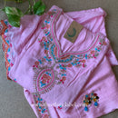 "Naaz" Pink Silk Kurta Set with Scalloped Dupatta (3pc)