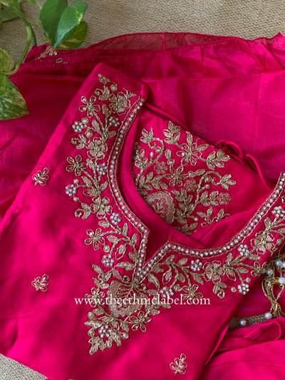 "Suroor" Rani Silk Short Kurta with Palazzo and dupatta (3pc)