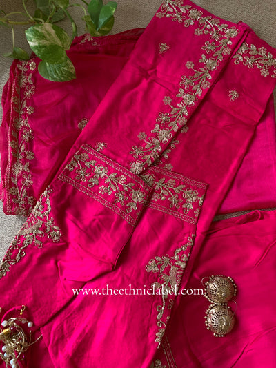 "Suroor" Rani Silk Short Kurta with Palazzo and dupatta (3pc)