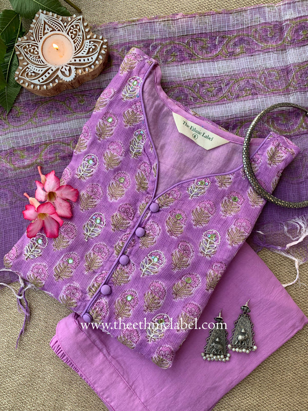 "Parijat" Kota Doria Kurta Set with Dupatta(3pc)