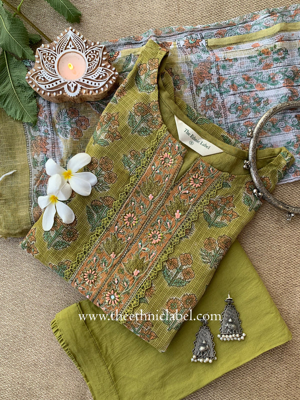 "Resham" Kota Doria Kurta Set with Dupatta(3pc)