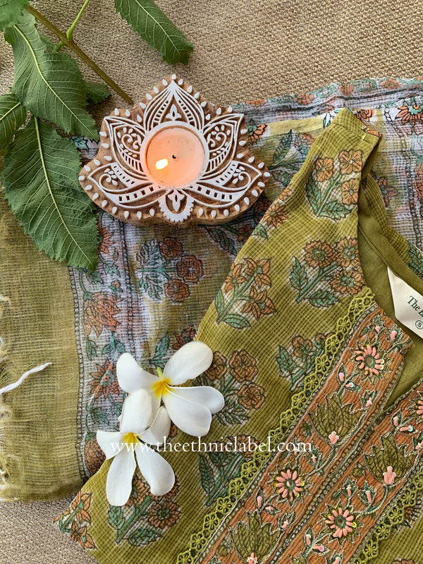"Resham" Kota Doria Kurta Set with Dupatta(3pc)