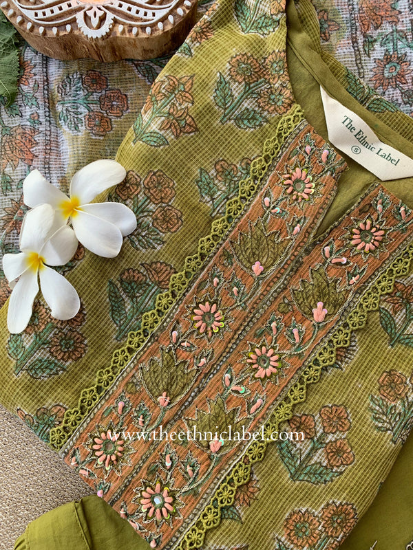"Resham" Kota Doria Kurta Set with Dupatta(3pc)