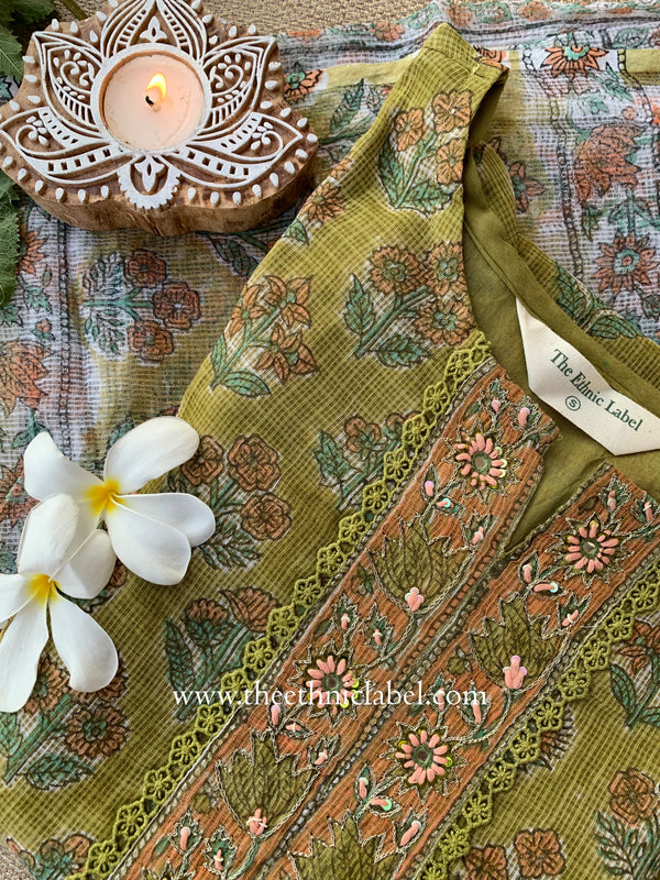 "Resham" Kota Doria Kurta Set with Dupatta(3pc)