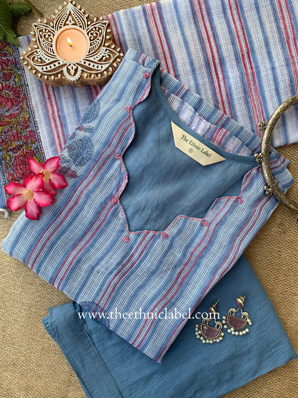 "Kashvi" Kota Doria Kurta Set with Dupatta(3pc)
