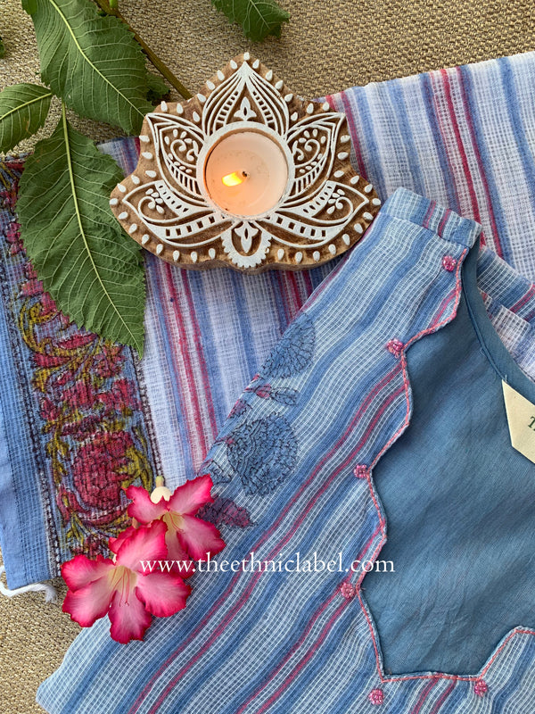 "Kashvi" Kota Doria Kurta Set with Dupatta(3pc)