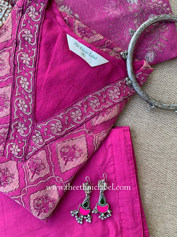 "Mallika" Kota Doria Kurta Set with Dupatta(3pc)
