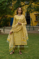 Sumaya Hand Block Printed Cotton kurta with with kota doria dupatta (2pc)