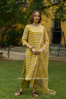 Sumaya Hand Block Printed Cotton kurta with with kota doria dupatta (2pc)