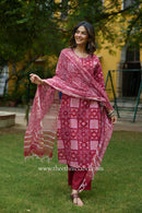 Chhaya Hand Block Printed Cotton kurta with with kota doria dupatta (2pc)
