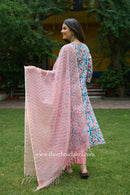 Sarini Hand Block Printed Cotton kurta with with kota doria dupatta(2pc)