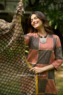 Umang Hand Block Printed Bagru Cotton kurta with with kota doria dupatta(2pc)