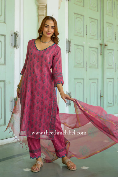 "Chanak" Pure Kota Doria Kurta Set with Dupatta (3pc)