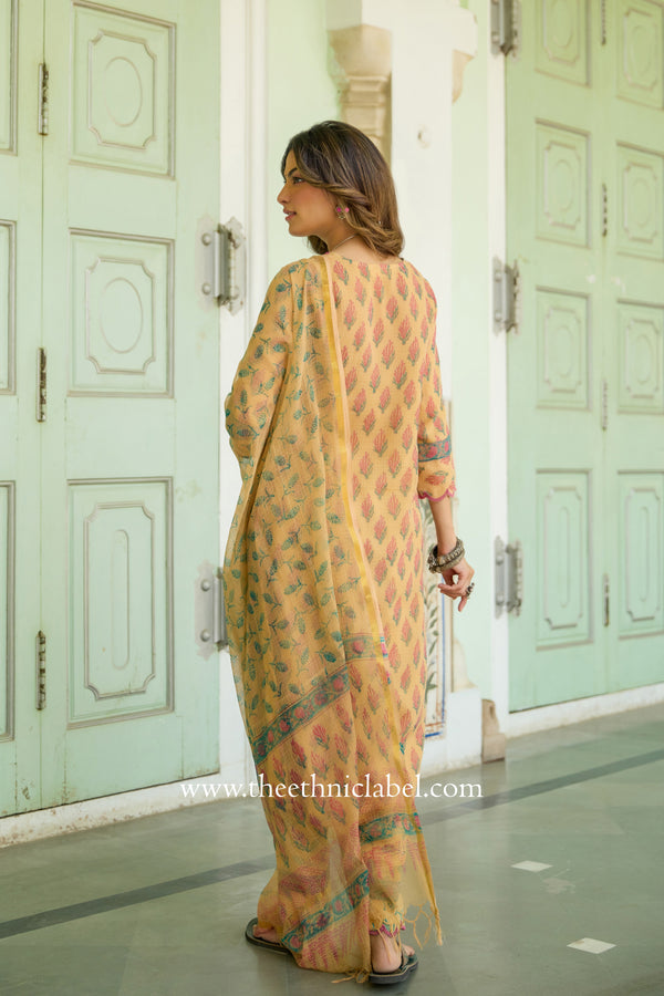 "Sangini" Kota Doria Kurta Set with Dupatta (3pc)