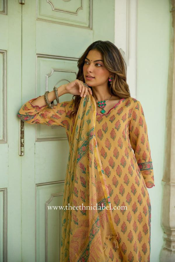 "Sangini" Kota Doria Kurta Set with Dupatta (3pc)