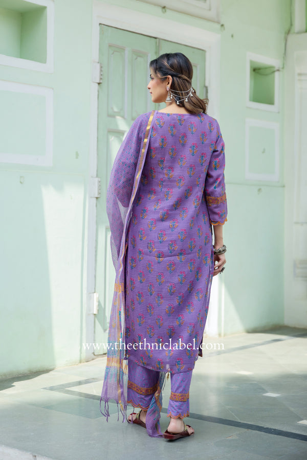 "Surmayi" Pure Kota Doria Kurta Set with Dupatta (3pc)