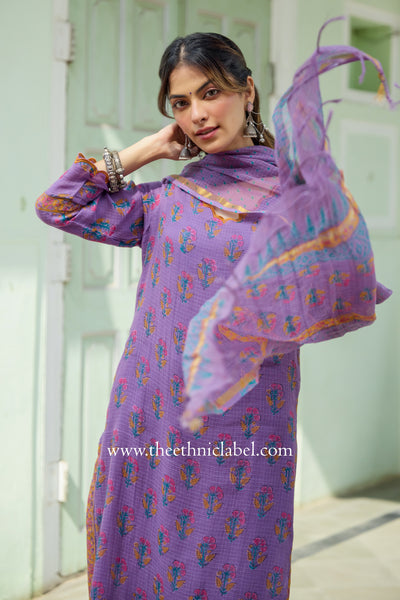 "Surmayi" Pure Kota Doria Kurta Set with Dupatta (3pc)
