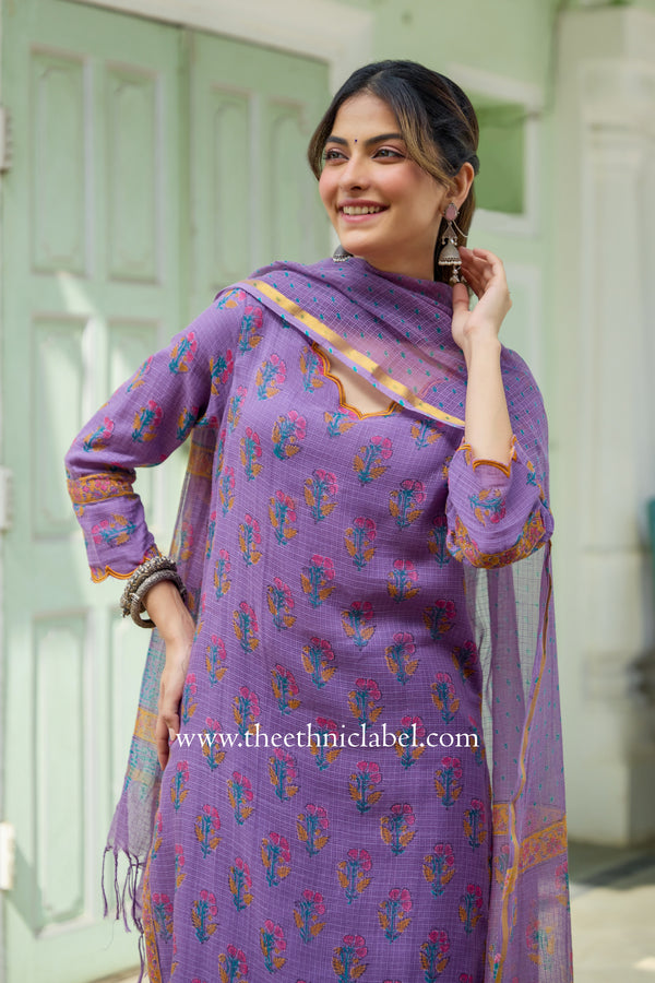"Surmayi" Pure Kota Doria Kurta Set with Dupatta (3pc)