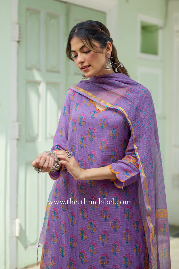 "Surmayi" Pure Kota Doria Kurta Set with Dupatta (3pc)