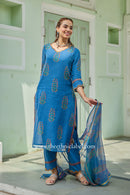 "Chirmi" Pure Kota Doria Kurta Set with Dupatta (3pc)