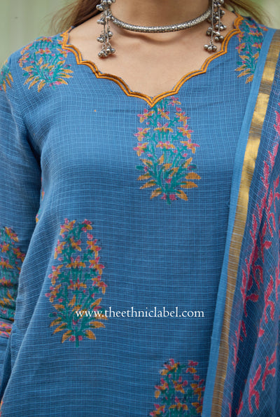 "Chirmi" Pure Kota Doria Kurta Set with Dupatta (3pc)