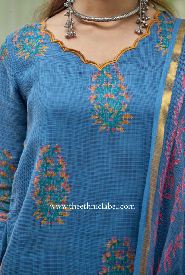 "Chirmi" Pure Kota Doria Kurta Set with Dupatta (3pc)