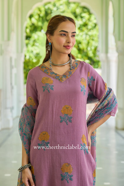 "Rumi" Pure Kota Doria Kurta Set with Dupatta (3pc)