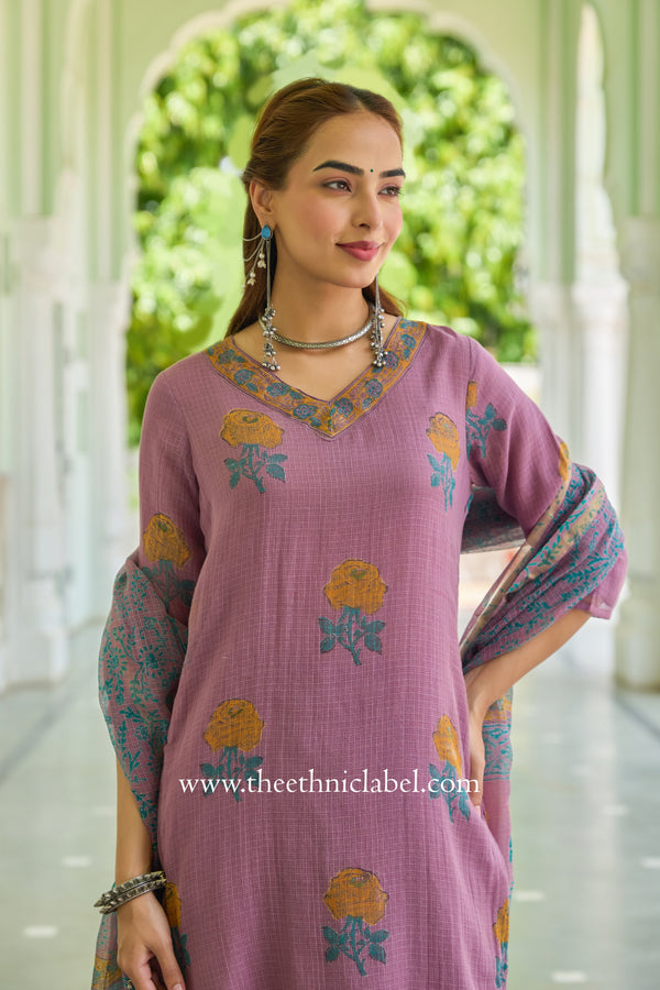 "Rumi" Pure Kota Doria Kurta Set with Dupatta (3pc)