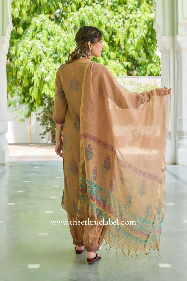 "Mitti" Pure Kota Doria Kurta Set with Dupatta (3pc)