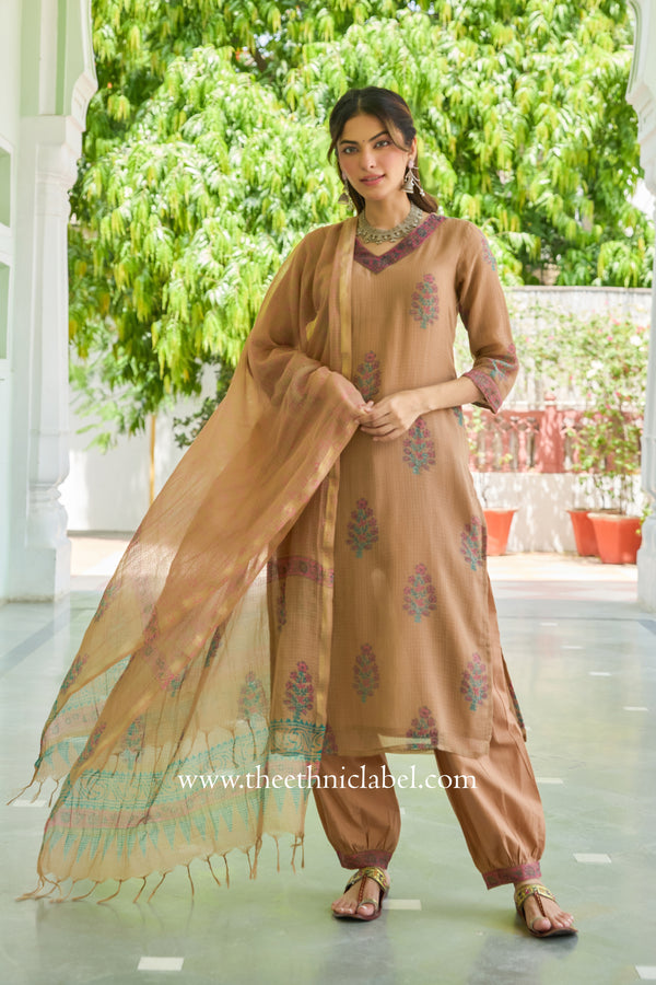 "Mitti" Pure Kota Doria Kurta Set with Dupatta (3pc)