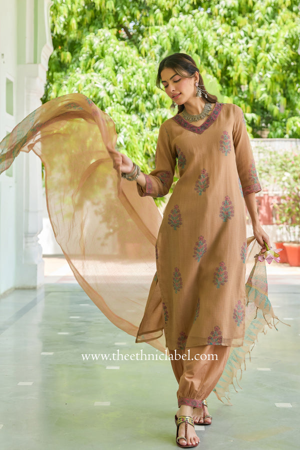 "Mitti" Pure Kota Doria Kurta Set with Dupatta (3pc)