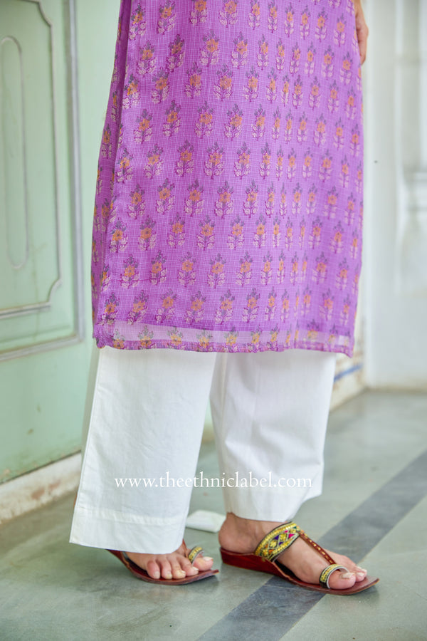 "Anya" Hand Block Printed Kota Doria kurta