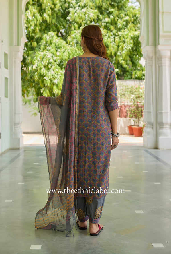 "Neev" Pure Kota Doria Kurta Set with Dupatta (3pc)