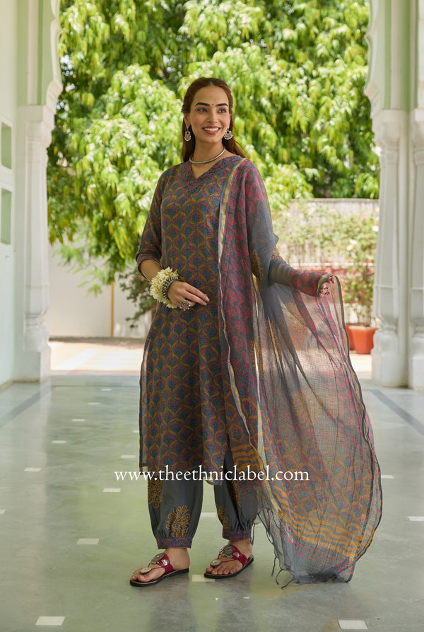 "Neev" Pure Kota Doria Kurta Set with Dupatta (3pc)