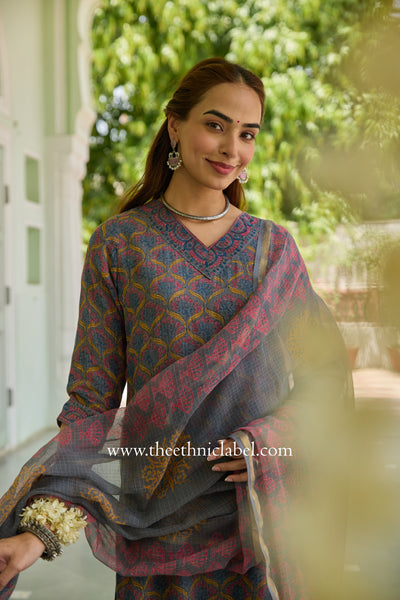 "Neev" Pure Kota Doria Kurta Set with Dupatta (3pc)