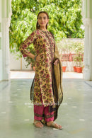 "Aabroo" Hand Block Printed Chanderi Suit Set (3pc)
