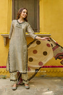 "Noor" Hand Block Printed Chanderi Suit Set(3pc)
