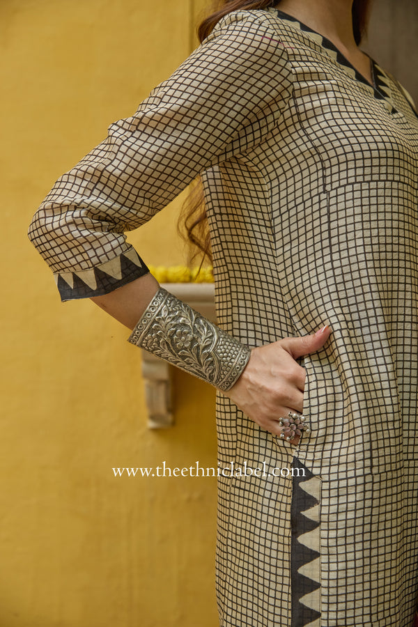 "Noor" Hand Block Printed Chanderi Suit Set(3pc)