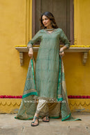 "Dhaani" Hand Block Printed Chanderi Suit Set(3pc)