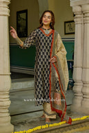 "Palaash" Hand Block Printed Chanderi Suit Set(3pc)