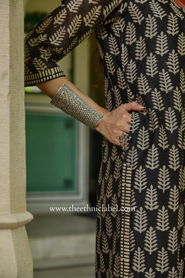 "Palaash" Hand Block Printed Chanderi Suit Set(3pc)