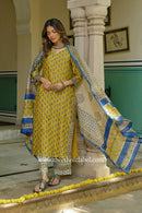 "Utsav" Yellow Hand work Chanderi Suit Set(3pc)
