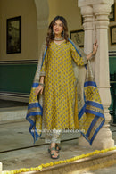 "Utsav" Yellow Hand work Chanderi Suit Set(3pc)