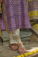 "Nazakat" Purple Hand work Chanderi Suit Set(3pc)