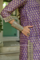 "Nazakat" Purple Hand work Chanderi Suit Set(3pc)