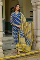 "Indrani"Blue Hand work Chanderi Suit Set(3pc)