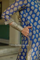 "Indrani"Blue Hand work Chanderi Suit Set(3pc)