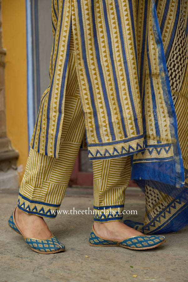 "Rajsi" Hand Block Printed Chanderi Suit Set (3pc)