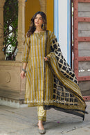 "Mehr" Hand Block Printed Chanderi Suit Set(3pc)