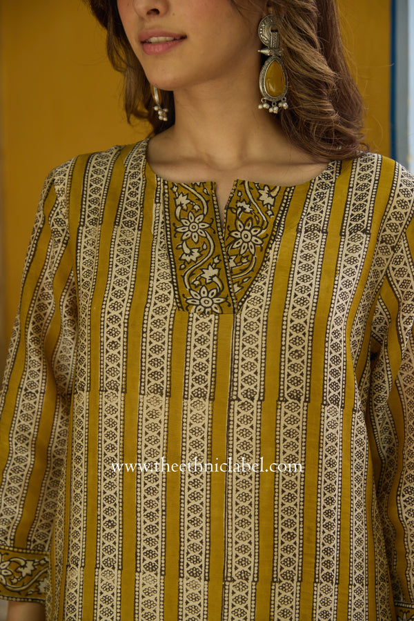 "Mehr" Hand Block Printed Chanderi Suit Set(3pc)